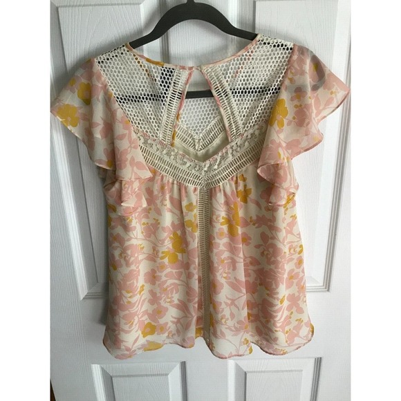 Anthropologie HD in Paris Flores Flutter Oversized Lace Blouse Size 0 - Picture 5 of 9